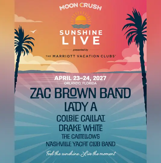 Zac Brown Band, Lady A To Headline New Moon Crush Weekend In Orlando — image 1 of 2
